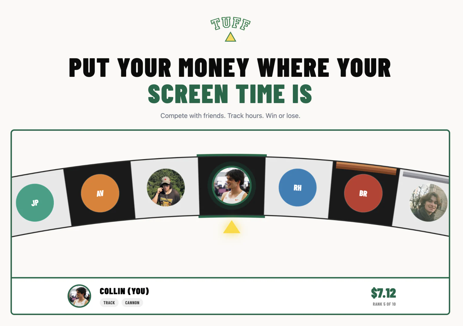 TUFF screen-time competition landing page